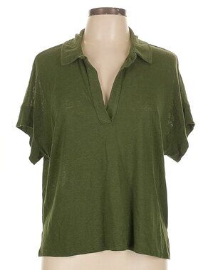 Banana Republic Linen Blend Size L Short sleeve v neck olive green top